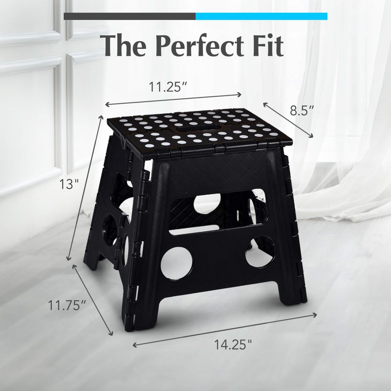 Handy Laundry Folding Lightweight Step Stool - Sturdy Enough to Support Adults and Safe Enough for Kids - Opens Easy with One Flip - Great for Kitchen, Bathroom or Bedroom (Black- 13 inch) - Image 5